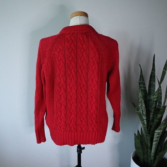 Illustrations Vintage Red Collared Knit Sweater Size Medium - Picture 6 of 7